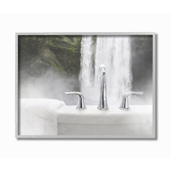Stupell Industries Waterfall Bath Time Abstract Bathroom Photograph Gray Framed Art Print Wall Art, 16x20, by Milli Villa