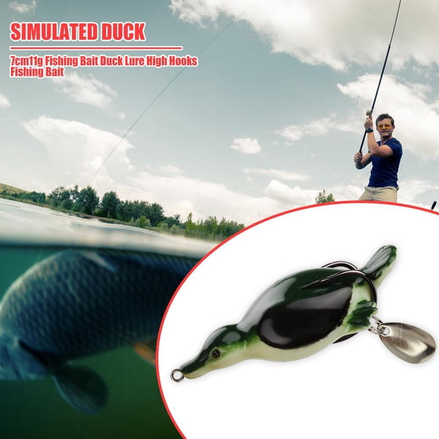 Señuelo de pesca de pato de simulación 7cm 11g anzuelos dobles realistas cebo falso (2)