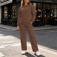 thumbnail image 2 of Zynoxe Womens Plus Size Lounge Sets Casual Solid Color Crew Neck Shirt and Wide Leg Sweatpants Sweatsuits Soft Comfy Two Piece Outfit for Daily Wear, 2 of 8