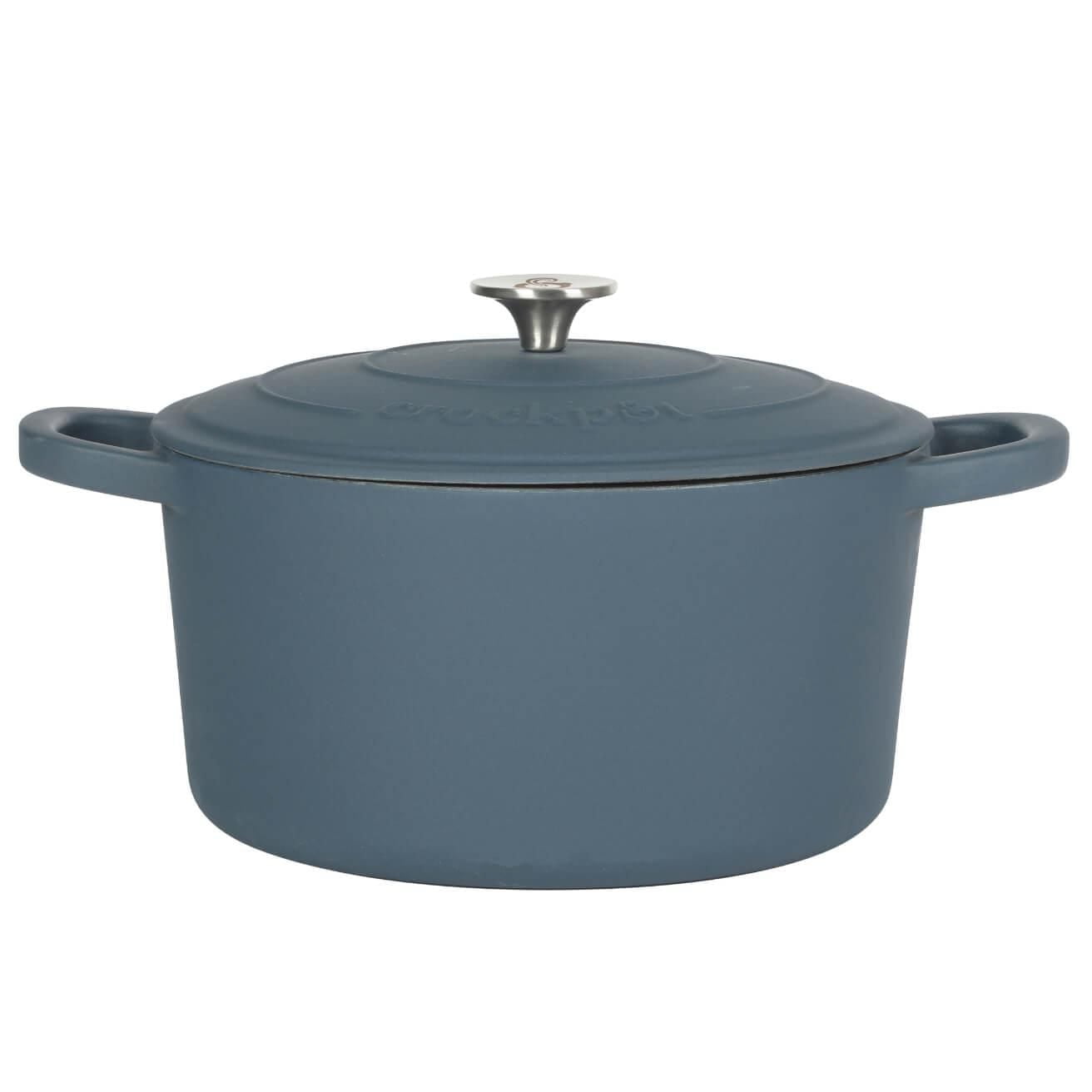 Crock-Pot Artisan 7 Qt Enameled Cast Iron Dutch Oven W/ Lid, Matte Navy, Round