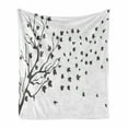 thumbnail image 1 of Grey and White Soft Flannel Fleece Blanket, Maple Leaf Silhouettes Botanical Branches Autumn Illustration, Cozy Plush for Indoor and Outdoor Use, 50" x 60", Charcoal Grey and White, by Ambesonne, 1 of 6