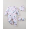 thumbnail image 2 of KIMI BEAR Newborn Baby Girls Layette Set 4 Packs 0-3 Months Shower Gifts Essential Clothing Short Sleeves Long Sleeves Romper Top Pants and Bodysuit with Hats and Gloves 15pcs Clothes Purple, 2 of 9