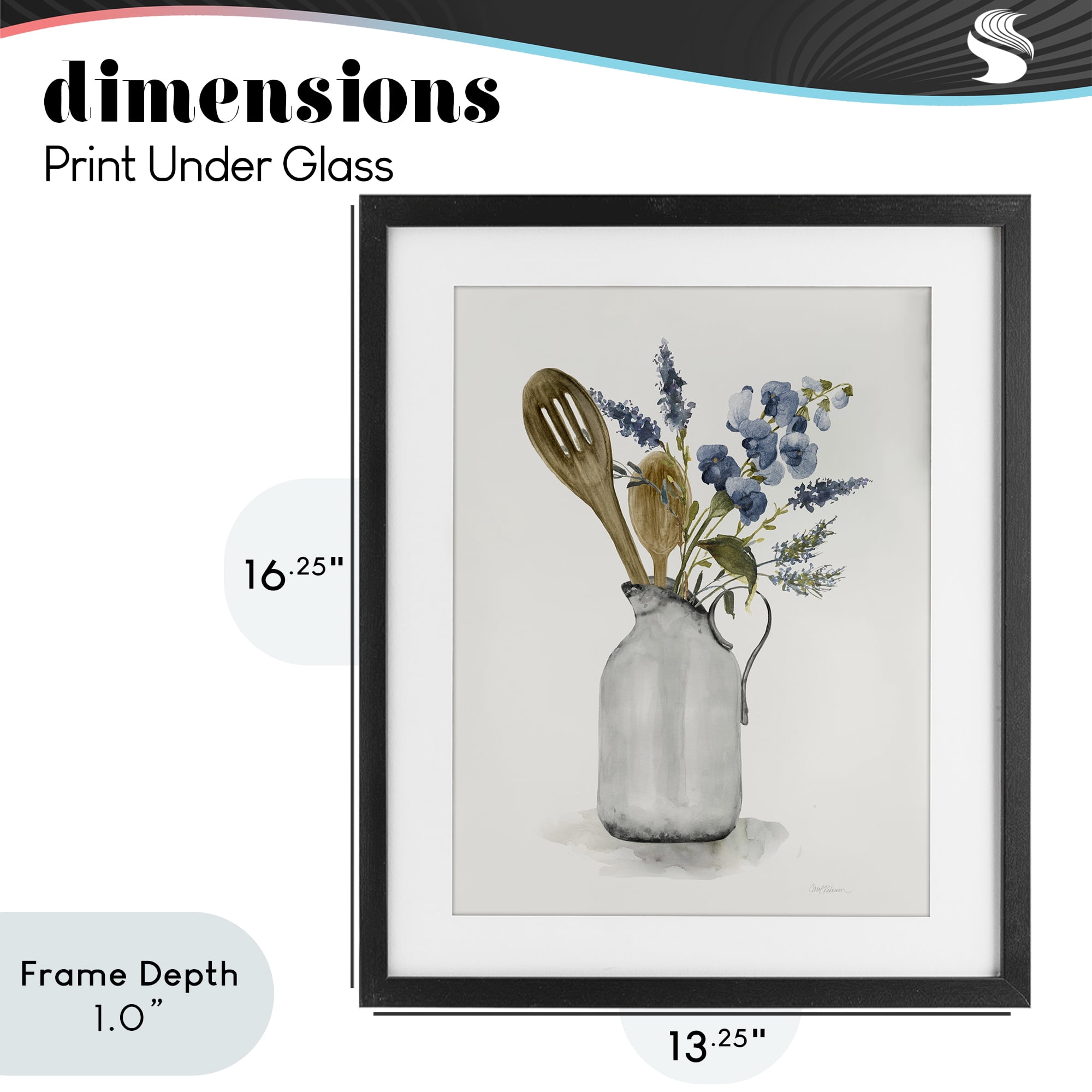 Stupell Industries Vintage Pitcher with Utensils Black Framed Print Under Glass, design by Carol Robinson