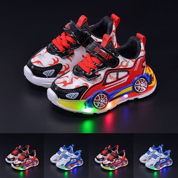 Viluyesy Toddler Boys Light Up Sneakers, LED Flashing Shoes, Breathable Mesh Soft Sole Casual Sneakers for Little Boy, Non Slip Walking Shoes Blue Size 10