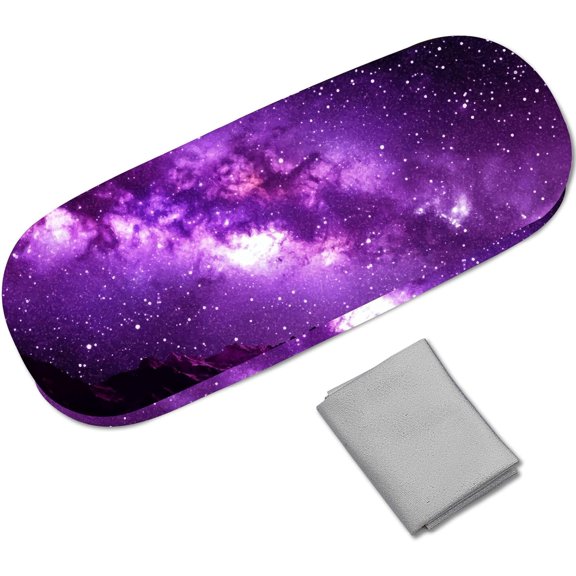 Leather Sunglasses Case Hard Shell Glasses Eyeglass Cases Holder Portable Travel Spectacle Storage Pouch Clamshell Protector Cover Cleaning Cloth for Women Men Starry Sky 6.4x2.5x1.5Inch 1pc