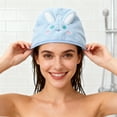 thumbnail image 1 of CaiYueKe Rabbit Quick Dry Hair Towel Turban - Super Soft Coral Fleece & Microfiber, Lightweight Highly Absorbent Hair Wrap for Women Men, Face Washing Shower Bath Towel, 1 of 7