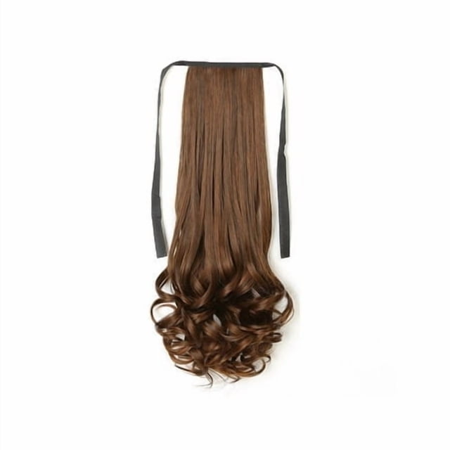 Perruque Queue de Cheval Fibre Haute Température Perruques Réalistes Bouclées Artificielles Toupie Résistante à la Chaleur Invisible Sans Couture pour Femmes Marron Clair 38cm Court