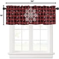 thumbnail image 6 of Christmas Valance Curtains for Living Room/Bedroom/Bathroom/Kitchen Window,Red Black Buffalo Plaid Check Snowflake Rod Pocket Window Valance Tiers,Winter Small Window Curtain Drape Window Panel,54x18, 6 of 6
