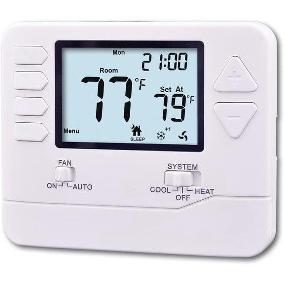 5-1-1 Day Programmable Thermostat for Home Conventional Single or Multistage Systems, up to 2 Heat/ 2 Cool, (with White Backlight)