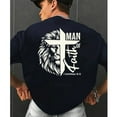 thumbnail image 4 of Men's T-Shirt with Lion Cross Print & "Man of Faith" - Clear Statement of Faith (1 Corinthians 16:13), 4 of 6