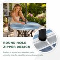 thumbnail image 5 of Round Outdoor Tablecloth with Umbrella Hole and Zipper, Blue Nordic Style Stripes Fitted Table Cover with Elastic Edge for 31-35 Inch, Blue Gray Texture Waterproof Patio Tablecoths for Picnic, 5 of 9