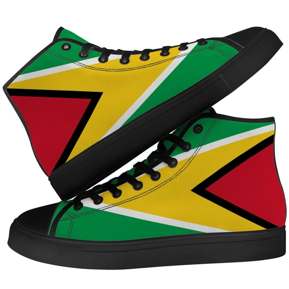 Aidianart Womens Guyana Flag High Top Shoes High Top Canvas Sneakers Size 5.5
