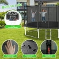 thumbnail image 6 of Kumix Trampoline with Enclosure Net for Kids and Adults, 1200LBS Capacity 12FT Trampoline with Basketball Hoop, Ladder, LED Lights, Sprinkler, Socks, Wind Stakes, Outdoor Heavy Duty Trampoline, Black, 6 of 7