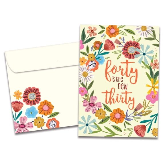 Tree-Free Greetings Milestone Birthday Greeting Card, 100% Recycled Paper, 5x7, 40 is the New 30 (GO65887)
