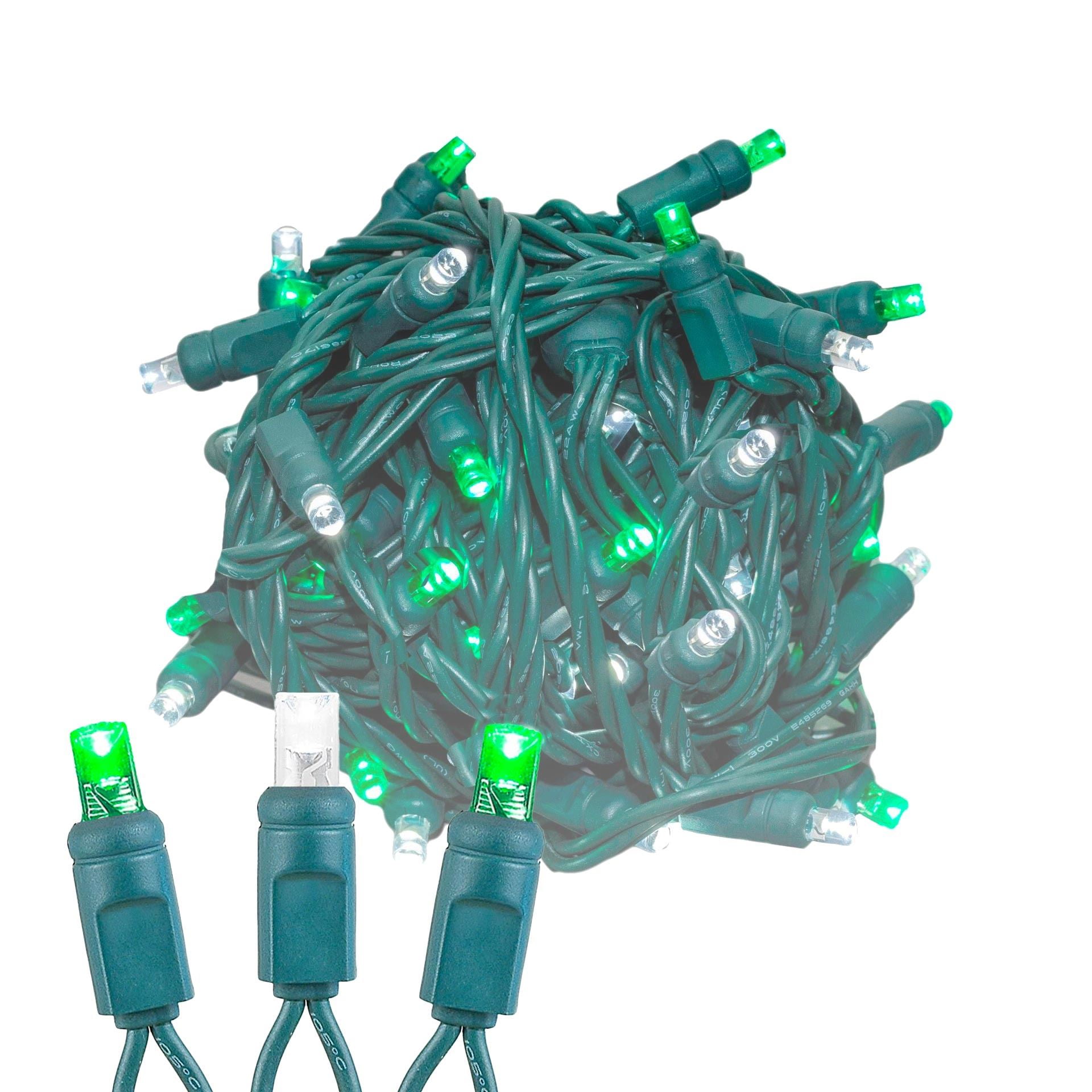 Novelty Lights 25FT 50 Light LED Green/Pure White, Outdoor String Lights, Corded Electric, Dimmable