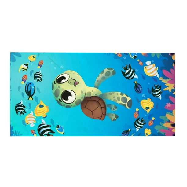 Fiudx Toalla de Playa de Microfibra, de Secado Rápido y Súper Absorbente, Ligera, con Diseño de Tortuga de Acuarela, Resistente a La Arena, Manta de Picnic de Viaje, Accesorio para Piscina, Tamaño Gr
