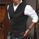 thumbnail image 1 of Chaleco de hombre con estampado de espiga Chaleco de traje de hombre Chaleco de hombre casual de color sólido, 1 of 6