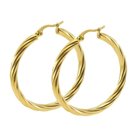 DESIGNICE 3Pcs Gold Hoop Earrings for Women,18K Gold Plated Hoops,Hypoallergenic Twist Earrings