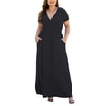 thumbnail image 1 of Vestido largo COSSEN para mujer, talla grande, cuello en V con bolsillos, negro, 1 of 5