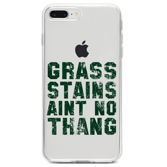 DistinctInk Clear Shockproof Hybrid Case for iPhone 7 PLUS / 8 PLUS (5.5" Screen) TPU Bumper Acrylic Back Tempered Glass Screen Protector - Grass Stains Ain't No Thang