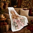 thumbnail image 3 of Highland Cow Floral Bouquet Pattern Rustic Art, Cozy Botanical Garden Scene, Warm Flannel Blanket for Ranch House and Living Room, Animal Lovers Appreciation Gift, Artistic Home Decor, 3 of 7