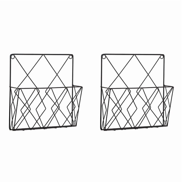 2X Wall Mounted Bookshelf Door Hanging Organizers Wall Magazine Book Shelves Hanging Wall Files Wire Wall Book Rack-A