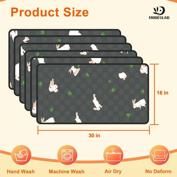 4-Pack Guinea Pig Cage Liner, 16in x 30in Fast Absorption Washable Bedding for Small Pets