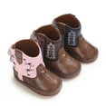 thumbnail image 4 of GYRATEDREAM Baby Boys Girls Western Cowboy Tassel Boots Infant Zipper Moccasins High Top Booties Toddler Soft Sole Bottom Non-Slip First Walker Crib Shoes Pink for 0-18 Months, 4 of 6