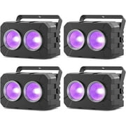 180W COB Stage Light, RGBW 4IN1 2-Eyes LED Par Can, Audience Casting DMX512 & Sound-Activated COB Par Lights, Blinder Stage Lights for DJ Party Wedding Bar Club Events, 4 Pack