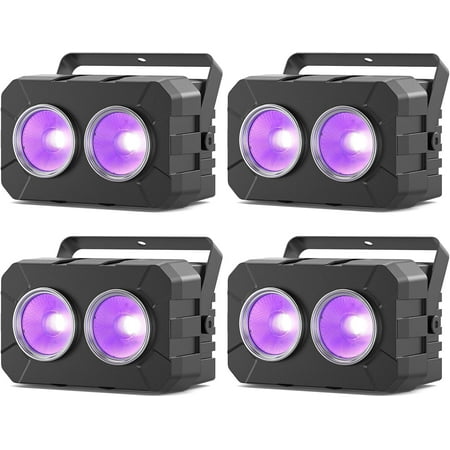 180W COB Stage Light, RGBW 4IN1 2-Eyes LED Par Can, Audience Casting DMX512 & Sound-Activated COB Par Lights, Blinder Stage Lights for DJ Party Wedding Bar Club Events, 4 Pack