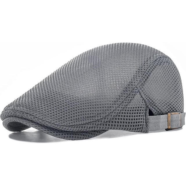 Men Breathable Mesh Summer Hat Adjustable Newsboy Beret Ivy Cabbie Flat Cap