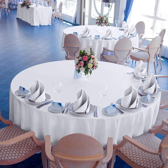 Round Tablecloth 100% Polyester Circular Bridal Shower Table Cloth – Solid Soft Dinner Table Cover for Wedding Party Restaurant (White, 70 inch)