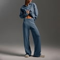 thumbnail image 2 of Diufon 2 Piece Sets for Women Knit Lapel Long Sleeve Sweaters Solid Color Wide Leg Pants, 2 of 6