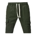 thumbnail image 5 of Outfmvch Cargo Pants For Men Mens Shorts Men'S Summer Casual Solid Shorts Drawstring Pocket Button Shorts Pants Long Johns For Men Army Green L, 5 of 9