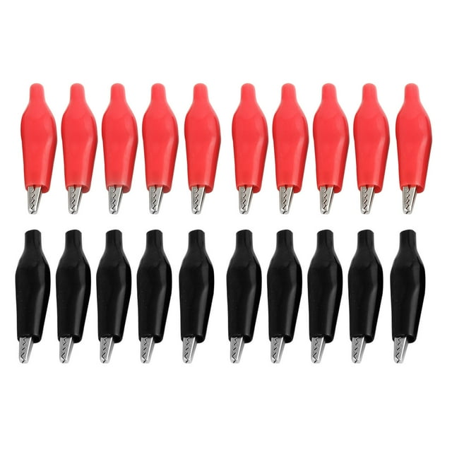 Unique Bargains 20 Pcs Clips de Test Mini Alligator en Plastique Noir Rouge Doux