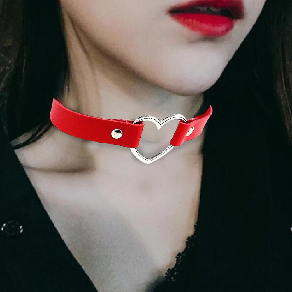 Gothic Choker Punk Necklace Chain Hollow Round Rings Pendants WomenMens JewelryT