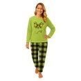 thumbnail image 1 of Moonsky| Green Flannel Christmas Pajamas For Family Parent-child Warm Christmas Set Monster Emoji Printed Home Wear Pajamas Two-piece Mom Set Green Plaid Pants Matching Christmas Pjs For Family S, 1 of 5