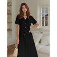 thumbnail image 5 of Jaimenalin Summer Skirt Set Women 2 Piece Outfits Short Sleeve Top Elastic Waist Maxi Dress Sets with Pockets Black S, 5 of 8
