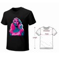 thumbnail image 4 of Self-confident Girl Comic Cartoon Portrait T-shirt Blue and Pink Tees T-shirt Art casual T shirt, 4 of 5