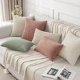 thumbnail image 5 of Throw Pillow Covers Soft Corduroy Decorative Set of 2 Boho Striped Pillow Covers Pillowcases Farmhouse Home Decor for Couch Bed Sofa Living Room 16x16 Inch Cream White, 5 of 13