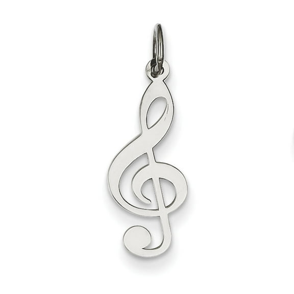 925 Sterling Silver Solid Polished Treble Clef Charm 20x9mm Wide Pendant Necklace for Women