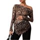 thumbnail image 1 of - Ropa de mernidad para mujer, estampado de guep, hombros descubiertos, playera de manga larga para embarazo, playera, 1 of 5