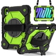 thumbnail image 6 of Rugged Case for iPad Mini 6 (2021)/iPad Mini 7 (2024), 3 Layer Hybrid Shockproof [360 Rotating Stand] [Hand Strap] [Pencil Holder] Kids Case, iPad Mini 6 Case, iPad Mini 7 Case,Black&Olivine, 6 of 11