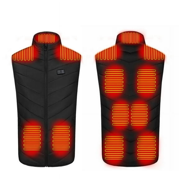 11-zone Shoulder Heating Vest Men's Winter Slim Middle-aged And Elderly Intelligent Constant Temperature Safety Electric Vest Black L