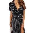 thumbnail image 3 of Enwejyy Women Summer V Neck Polka Dot Long Dress, 3 of 3