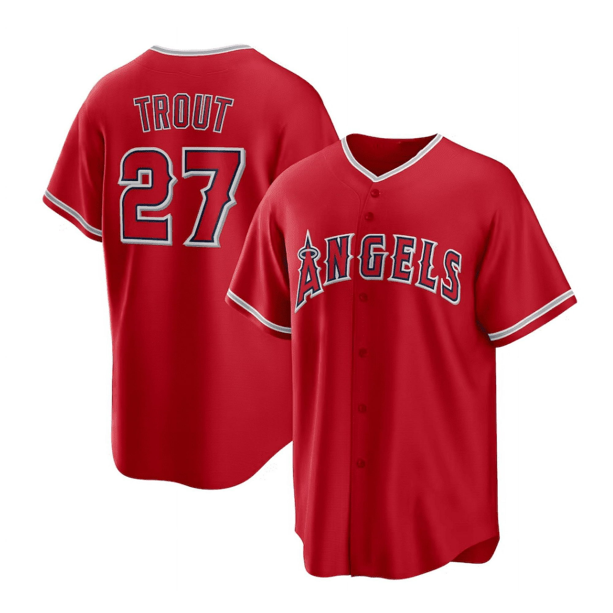 ANGELS ユニフォーム 赤 27 TROUT Men's Los Angeles Angels Baseball Jersey OHTANI 17# TROUT 27