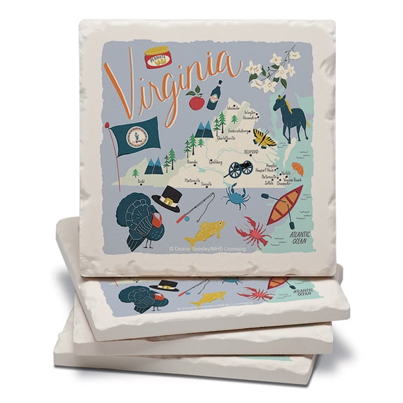 Thirstystone Virginia State Home Tumbled Tile Coaster 4-Pack