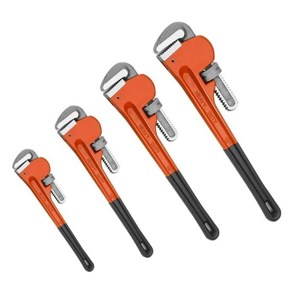 4pcs Pipe Wrench Set, Heat Treated Plumbing Wrench w/Soft Grip, Adjustable Jaws, 8" 10" 14" 18" Heavy Duty Hand
