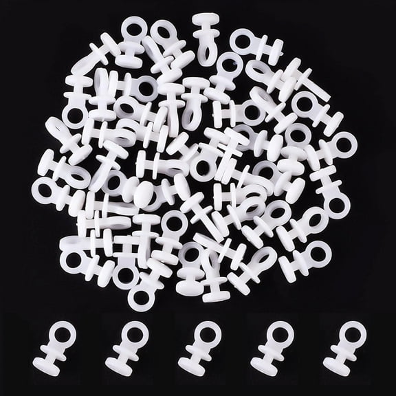 1bag 1 bag 200pcs Curtain Hooks Plastic White Curtain Track Hook Smooth Wheel Rollers Curtain Rail Slider Hooks for Window Door Shower Bathroom