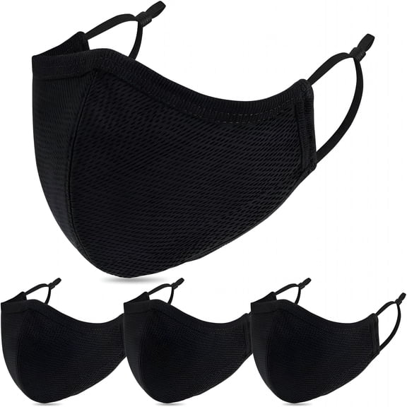 OITY Black Cloth Face Mask, 3 Ply Material, Reusable Fabric Washable for Men Women Adult Large Pack 6